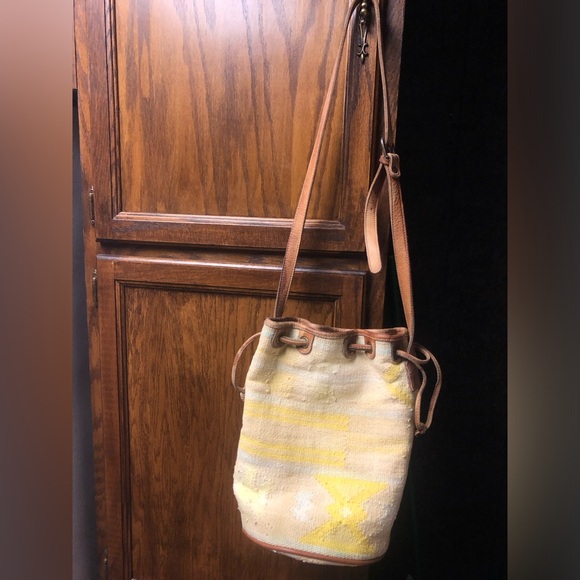 Fossil Handbags - VINTAGE FOSSIL BUCKET PURSE - CANVAS AND LEATHER